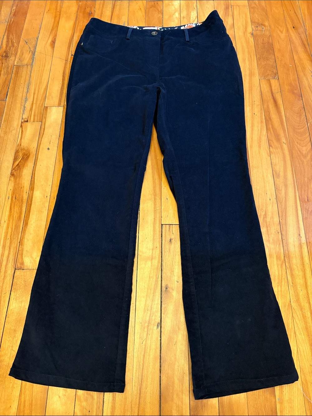 JOE BROWNS Brushed Velvet Dark Blue Slight Flare - Women's Size US 10